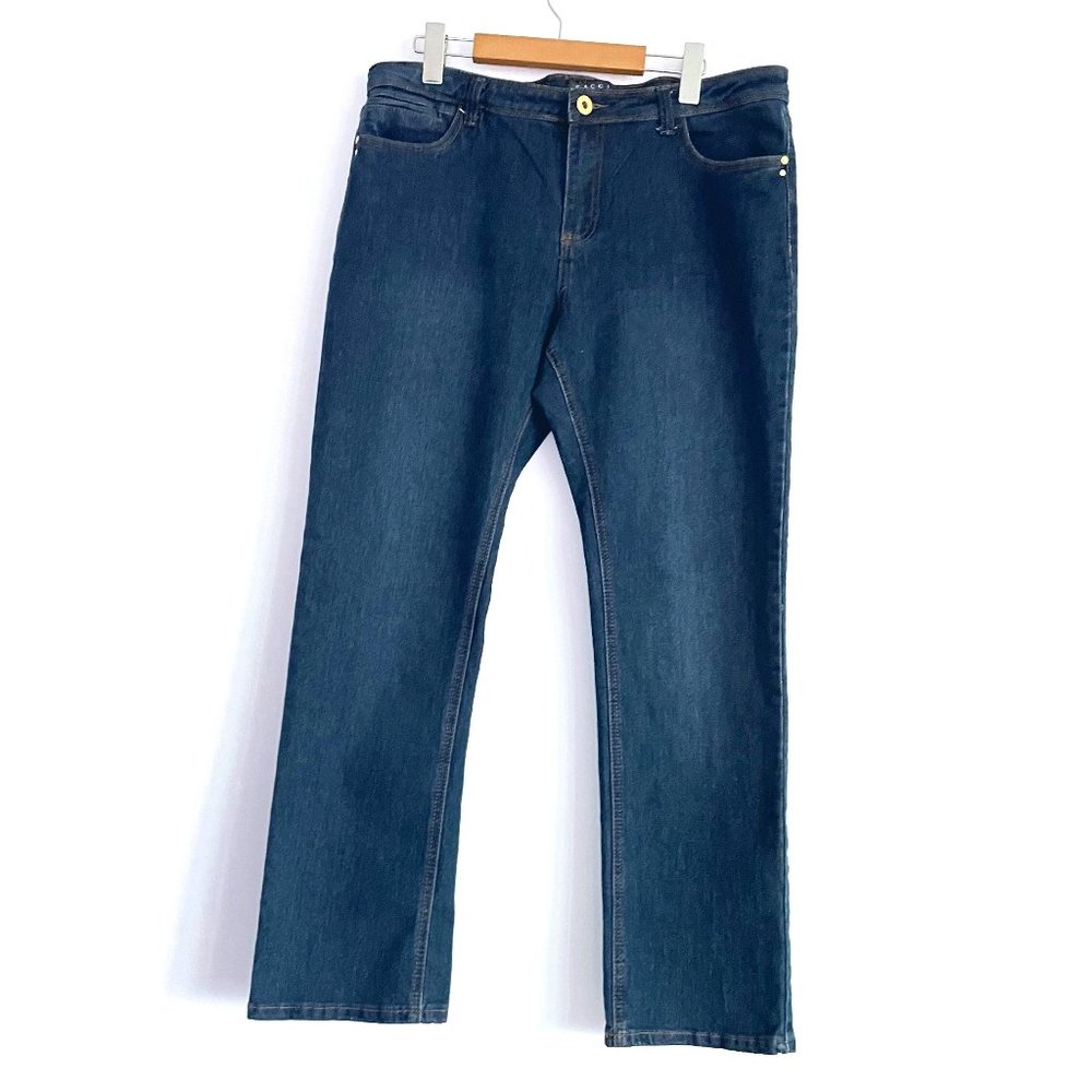 Bacci Wide Leg Mid Rise Jeans with Stud Wave Detailing on the back Sz 14P